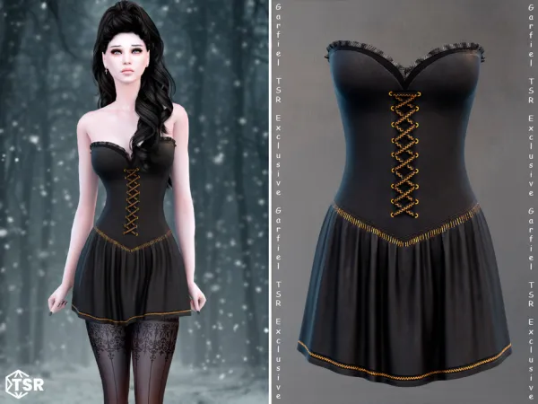 Alpha Nina Gothic corset mini dress by Garfiel - The Sims 4 Custom Content