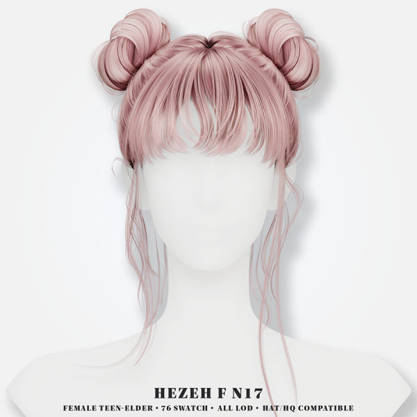 Alpha [Hezeh]FHair_No17 by hezeh - The Sims 4 Custom Content
