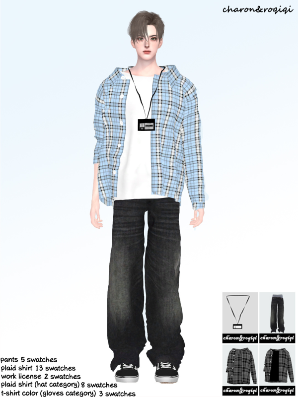 Mix Plaid shirt suit by simsfinds - The Sims 4 Custom Content