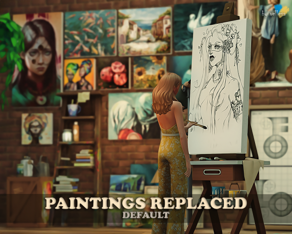 Mix Default Paintings Replaced Easel Tablet by simsfinds - The Sims 4 Custom Content
