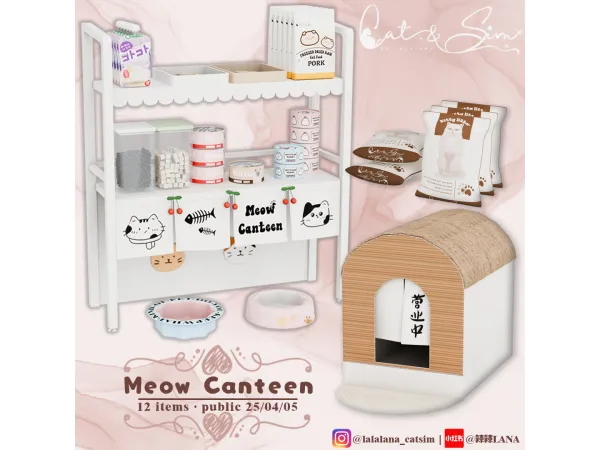 Maxis Match [LANA] Meow Canteen Set - The Sims 4 Custom Content