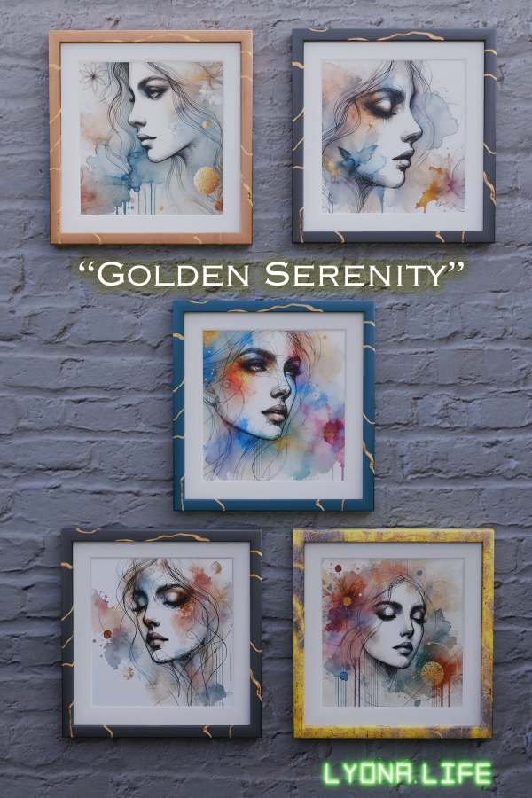 Mix Paintings Golden Serenity by lyonalife - The Sims 4 Custom Content