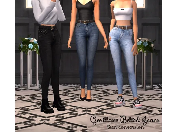 Gorillax3 Belted Jeans Teen Conversion by hmcb96 - The Sims 2 Custom Content