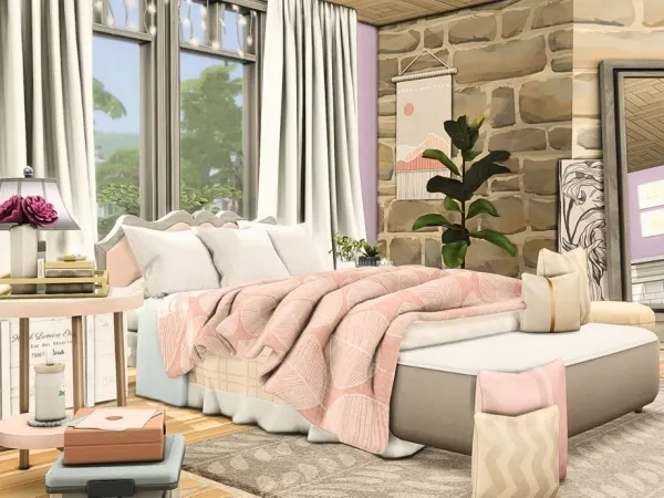 Maxis Match Pinkish Bloom Bedroom by wrzosowemarzenia - The Sims 4 Custom Content