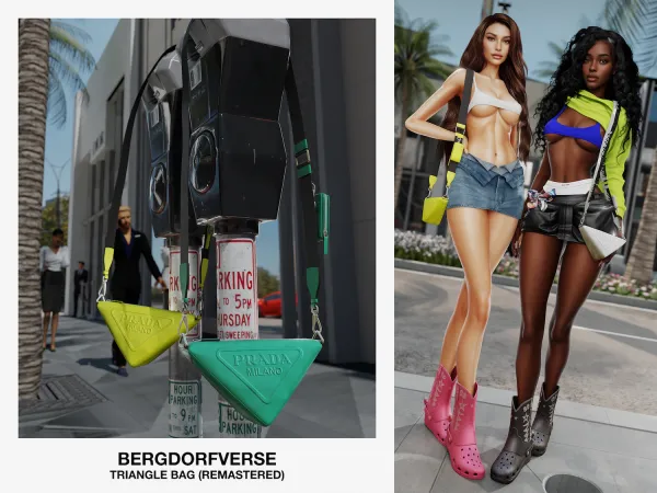 Alpha bergdorf triangle bag (remastered) by bergdorfsims - The Sims 4 Custom Content