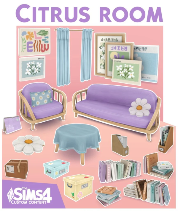 Maxis Match [KKB'sMM] Citrus Room by simsfinds - The Sims 4 Custom Content
