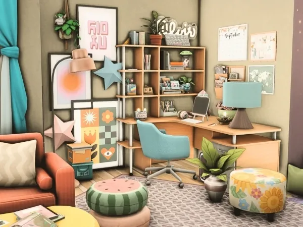 Maxis Match Cute Office Room by wrzosowemarzenia - The Sims 4 Custom Content