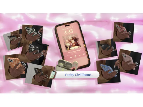 Mix vanity girl phone override mod by simsfinds - The Sims 4 Custom Content