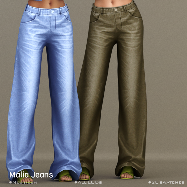Mix [Belaloallure] Malia denim pants by simsfinds - The Sims 4 Custom Content