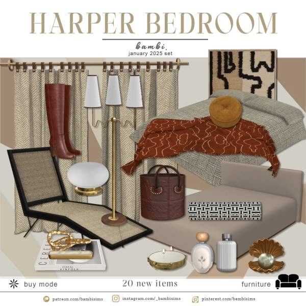 Alpha harper bedroom by bambisims - The Sims 4 Custom Content