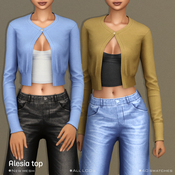 Mix [Belaloallure] Alesia cardigan top by simsfinds - The Sims 4 Custom Content