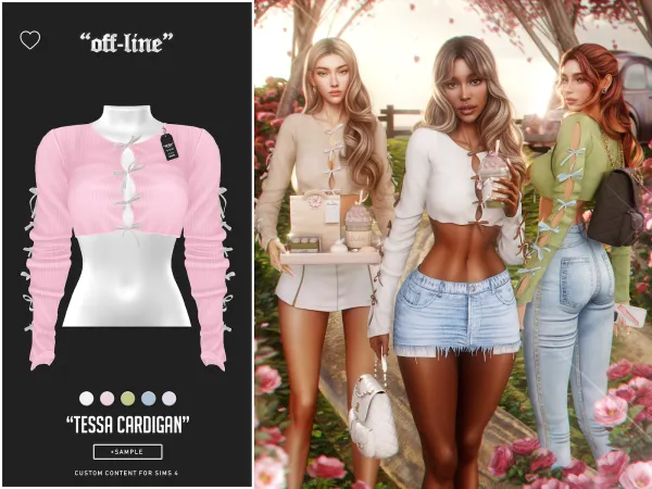 Alpha Off Line Tessa Cardigan (Sample) - The Sims 4 Custom Content