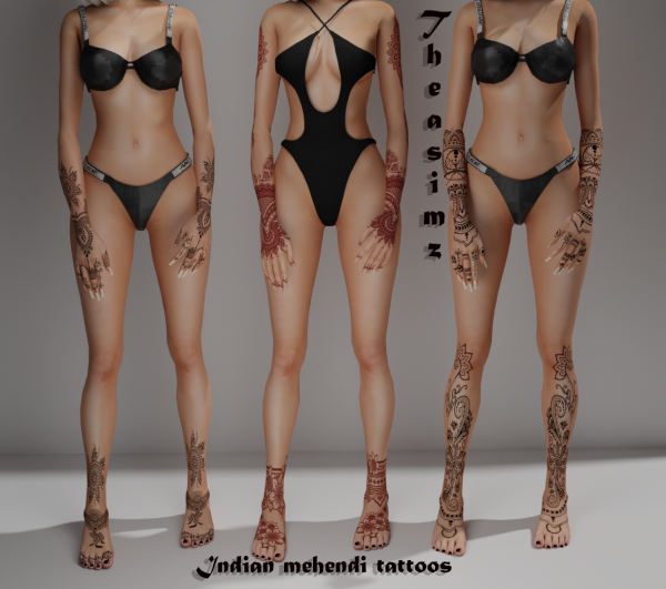 Mix Indian mehendi tattoos by simsfinds - The Sims 4 Custom Content