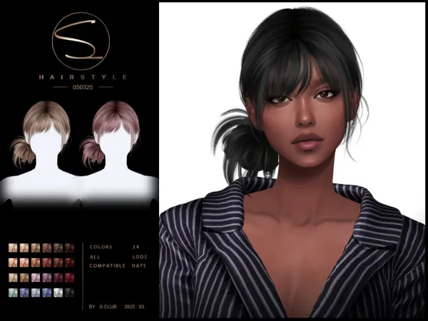 Alpha Cute updo hair 050325 CLUB by S - The Sims 4 Custom Content