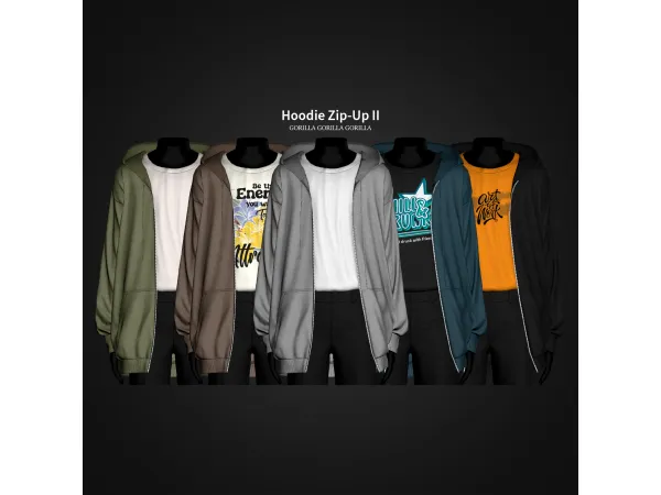 Alpha Hoodie Zip Up II by gorillax3 - The Sims 4 Custom Content