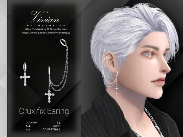 Alpha Cruxifix Earing by thesimsresource - The Sims 4 Custom Content