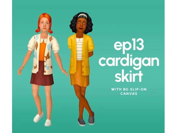 solar kahdestaMML EP13 Cardigan Skirt Slipons - The Sims 2 Custom Content