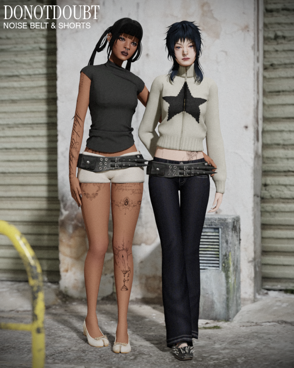 Mix NOISE belt shorts by simsfinds - The Sims 4 Custom Content