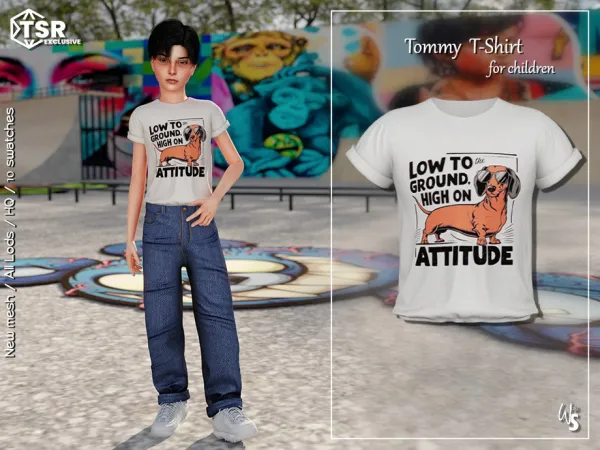 Alpha Tommy T Shirt for children by thesimsresource - The Sims 4 Custom Content