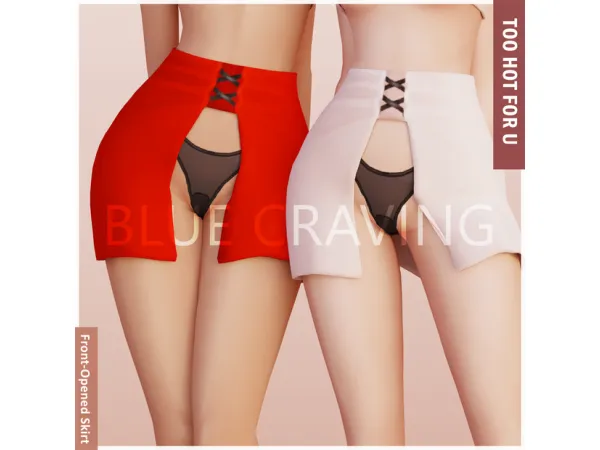 Maxis Match Blue Craving Front Opened Skirt - The Sims 4 Custom Content