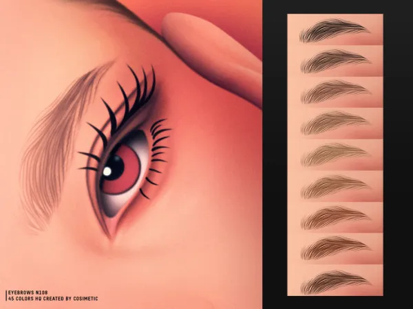 Maxis Match Realistic Eyebrows N108 by cosimetic - The Sims 4 Custom Content