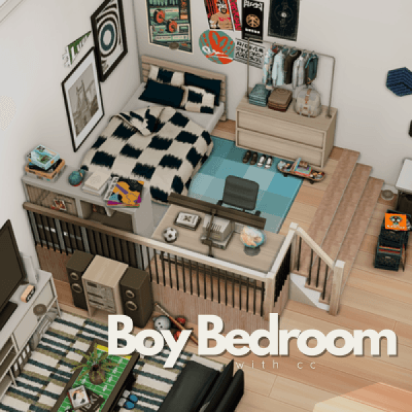 Maxis Match Boy bedroom with by simsfinds - The Sims 4 Custom Content
