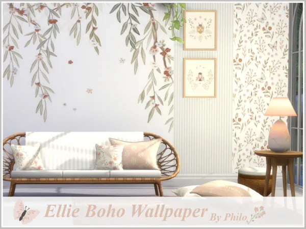 Mix Ellie Boho Wallpaper by thesimsresource - The Sims 4 Custom Content