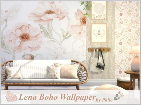 Mix Lena Boho Wallpaper by thesimsresource - The Sims 4 Custom Content