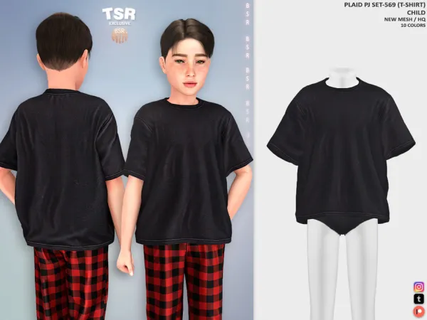 Alpha ChildM PLAID PJ SET 569 (T SHIRT) BD1464 tr I am from TURKEY by busra - The Sims 4 Custom Content