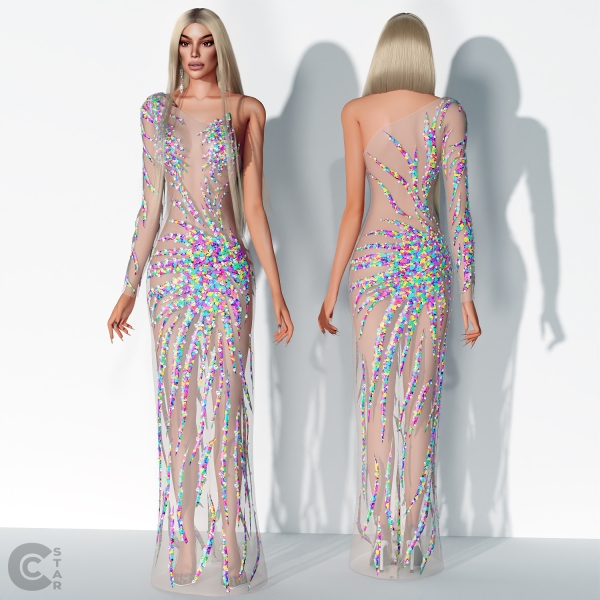 Alpha Cutout Sheer Sequin Gown cool_content_star by cool_content_star - The Sims 4 Custom Content