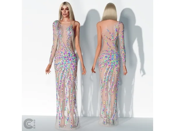 Alpha Cutout Sheer Sequin Gown cool_content_star - The Sims 4 Custom Content