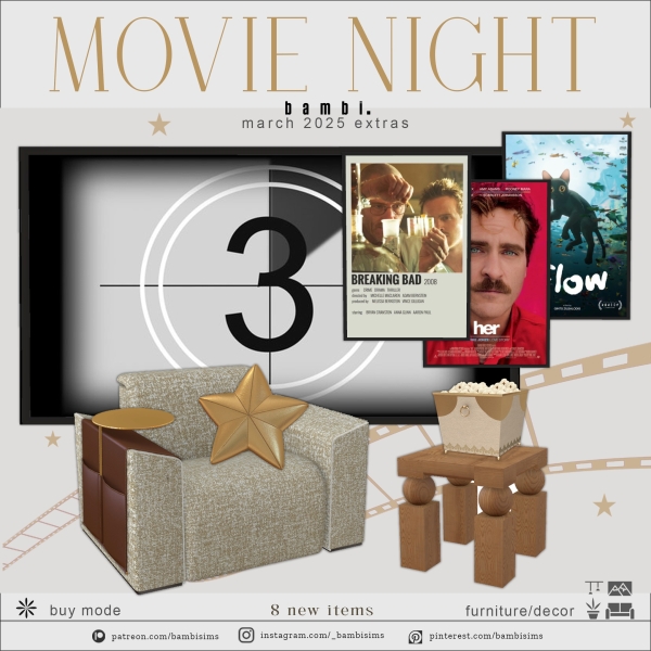 Alpha movie night by bambisims - The Sims 4 Custom Content