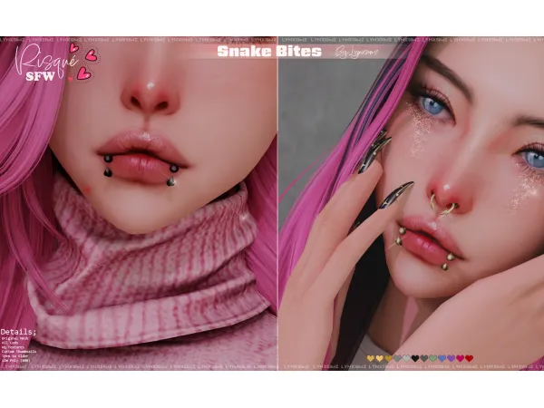 Mix Snake Bite Lip Piercing by simsfinds - The Sims 4 Custom Content