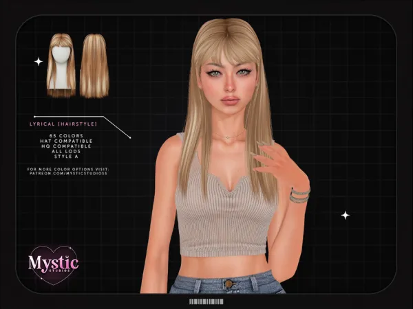 Alpha Lyrical (Hairstyle) Style A by Mystic Studios - The Sims 4 Custom Content