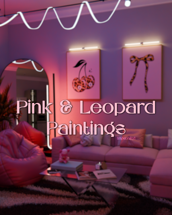 Mix Pink Leopard Paintings by simsfinds - The Sims 4 Custom Content