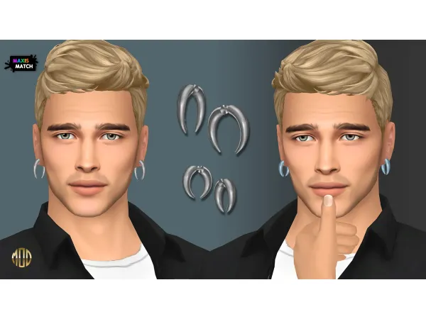 Maxis Match Metal horn earrings set by modcollective - The Sims 4 Custom Content