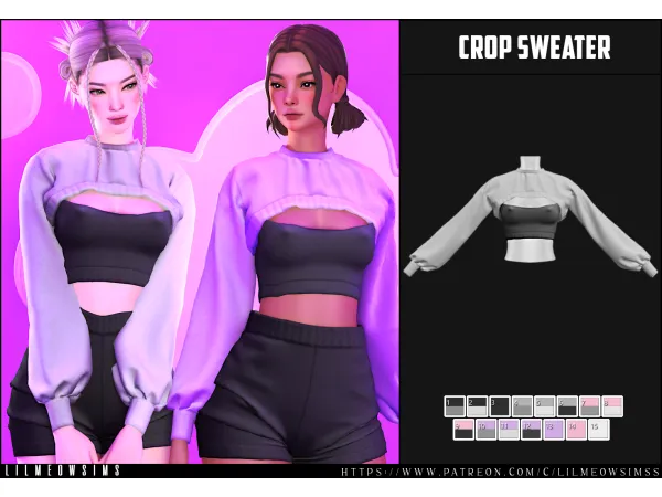 Alpha Crop Sweater by liilmeowsims - The Sims 4 Custom Content