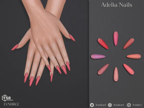 Maxis Match Adelia Nails by LVNDRCC - The Sims 4 Custom Content