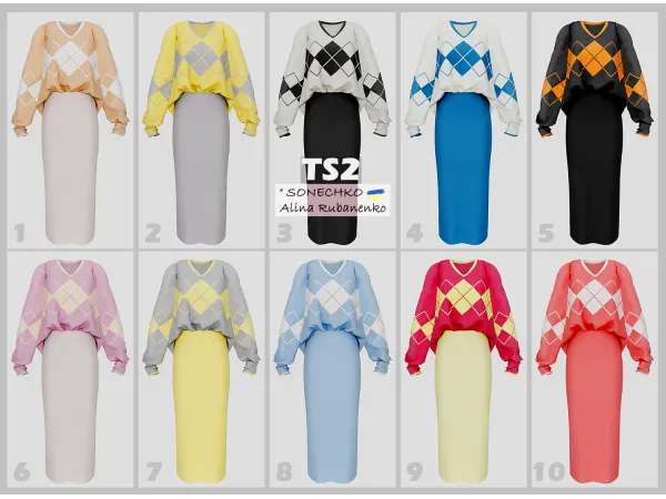 Sweater with a Long Skirt by simsfinds - The Sims 2 Custom Content