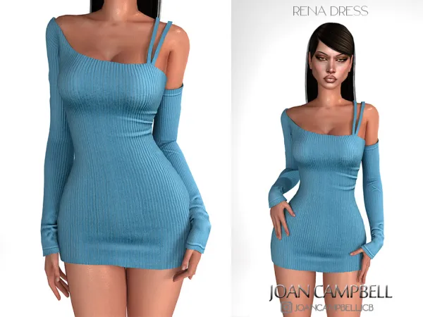 Alpha RENA DRESS by Joan_Campbell_Beauty_ - The Sims 4 Custom Content