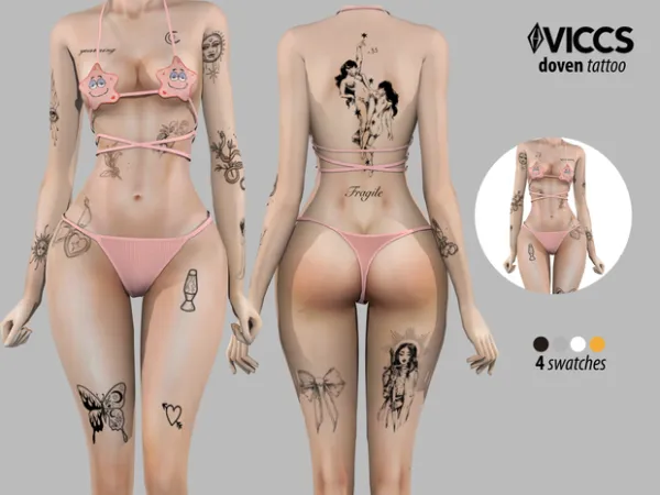 Mix VICCS_ DOVEN TATTOO (TEEN ELDER) by viccs - The Sims 4 Custom Content