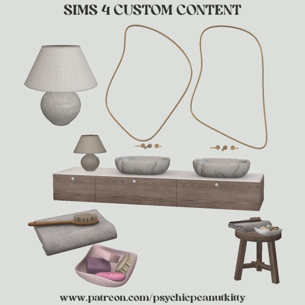 Mix Bathroom Furniture by psychicpeanutkitty - The Sims 4 Custom Content