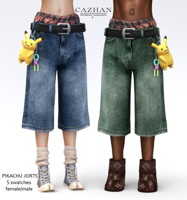 Alpha [PIKACHU JORTS] clothing by simsfinds - The Sims 4 Custom Content