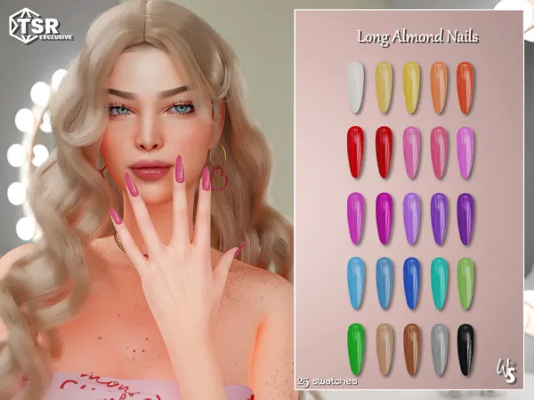 Alpha Long Almond Nails by wisteriasims - The Sims 4 Custom Content