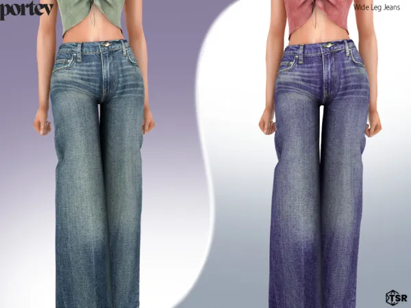 Alpha Wide Leg Jeans by portev - The Sims 4 Custom Content