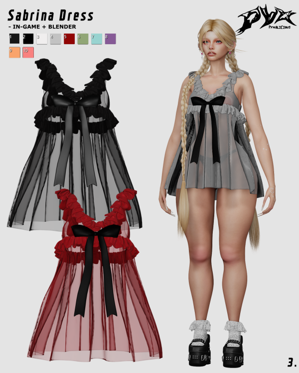 Alpha Sabrina Dress by pyx - The Sims 4 Custom Content
