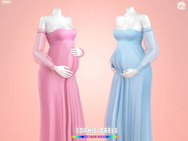 Mix Sophie Dress Pregnant cloth brsims by bluerose-sims - The Sims 4 custom content