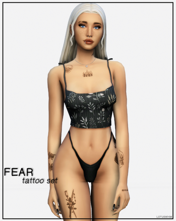 Mix Fear Tattoo Set by lotuswhimcc - The Sims 4 Custom Content