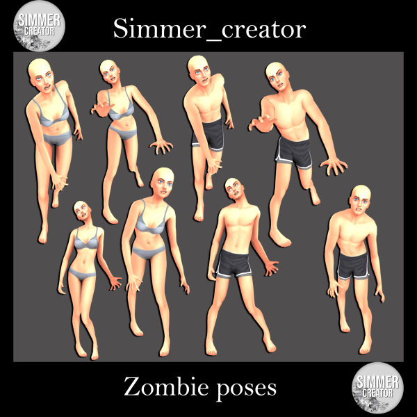 Mix Zombie poses by simmer_creator - The Sims 4 Custom Content