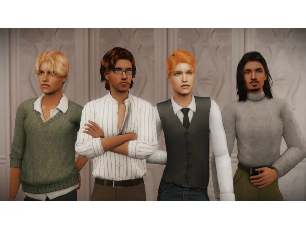 Four Male Hair Retextures by simsfinds - The Sims 2 Custom Content